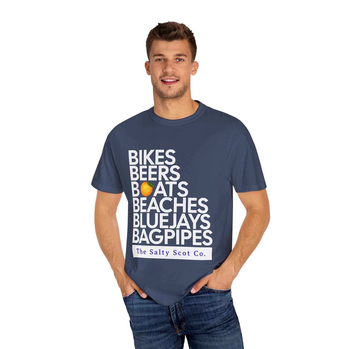 Bikes, Beers, Boats, Beaches, Blue Jays, & Bagpipes Tee - The Salty Scot Collection