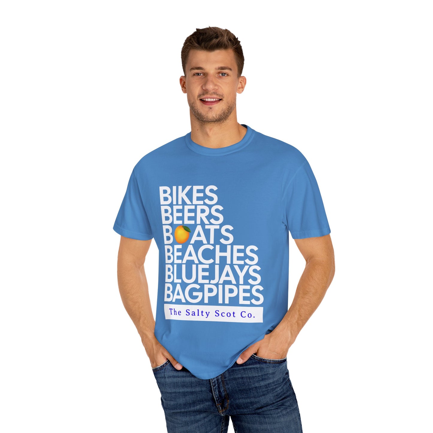 Bikes, Beers, Boats, Beaches, Blue Jays, & Bagpipes Tee - The Salty Scot Collection