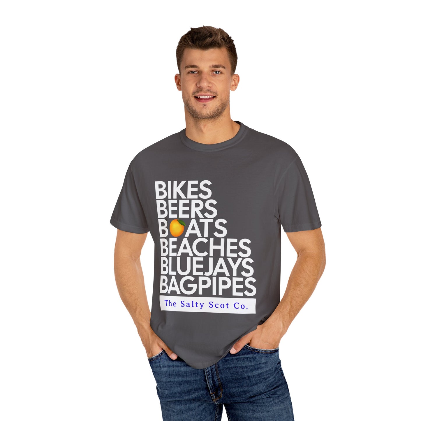 Bikes, Beers, Boats, Beaches, Blue Jays, & Bagpipes Tee - The Salty Scot Collection