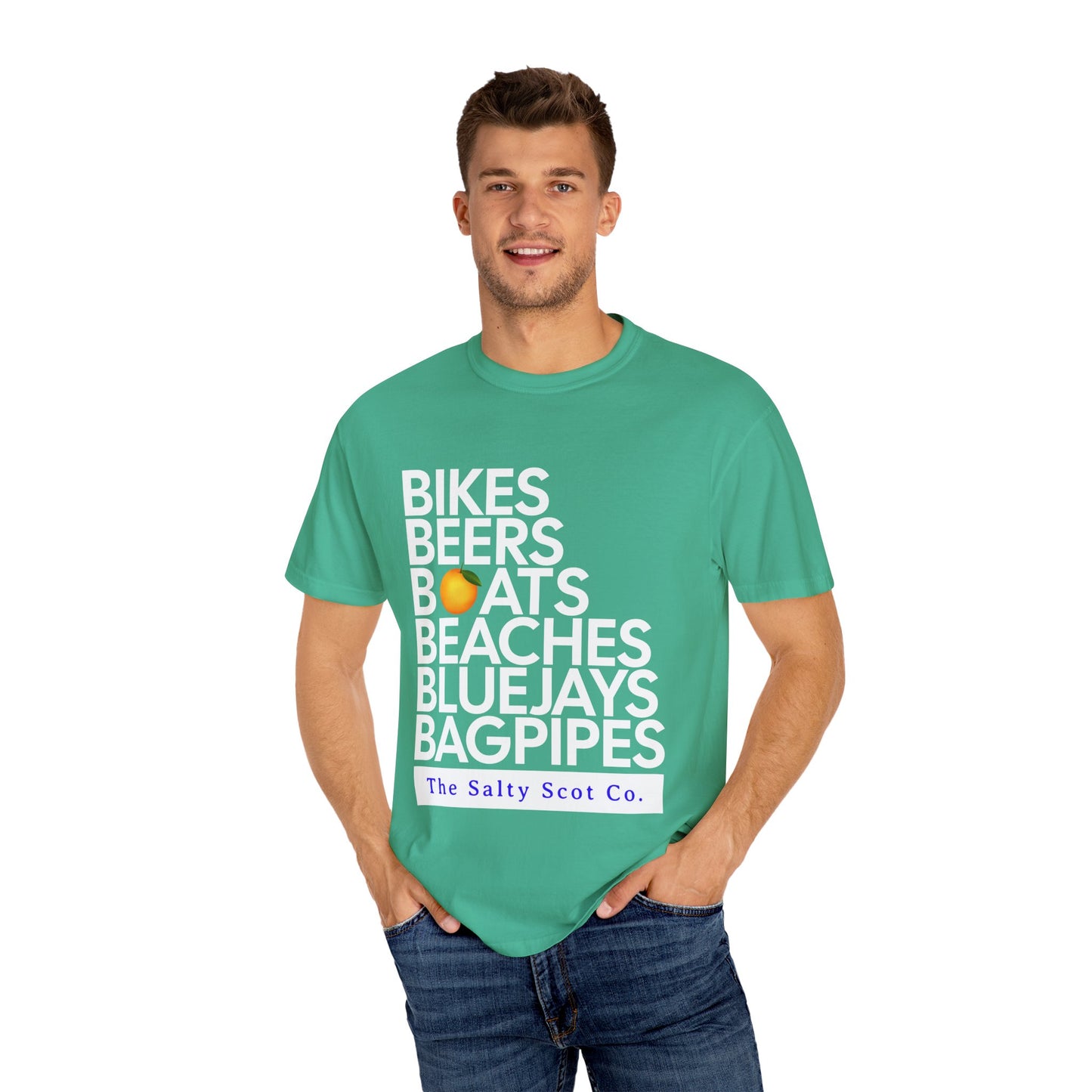Bikes, Beers, Boats, Beaches, Blue Jays, & Bagpipes Tee - The Salty Scot Collection